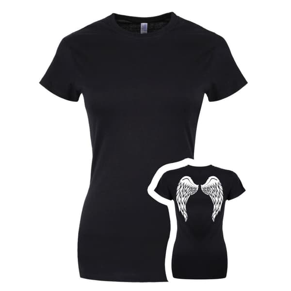 Grindstore Womens/Ladies Angel Wings T-Shirt Black M