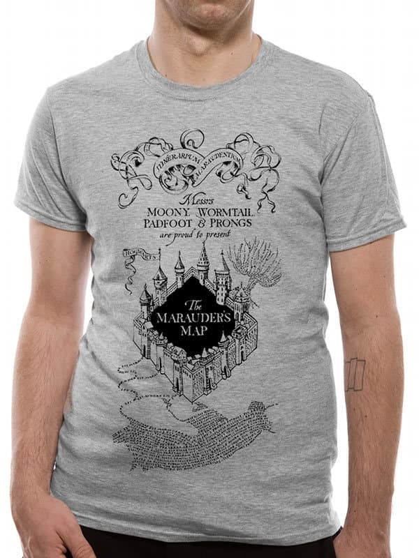 Harry Potter - Marauders Map T-Skjorter grå Ex Large