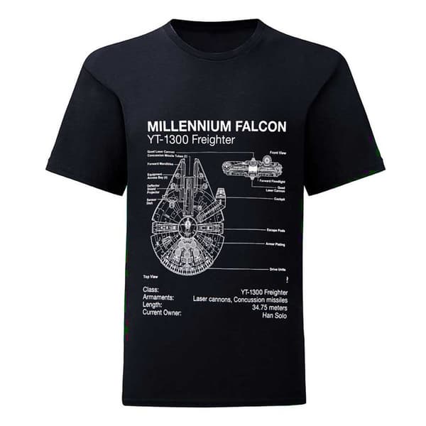 Star Wars Unisex Adult Millennium Falcon Sketch T-Shirt
