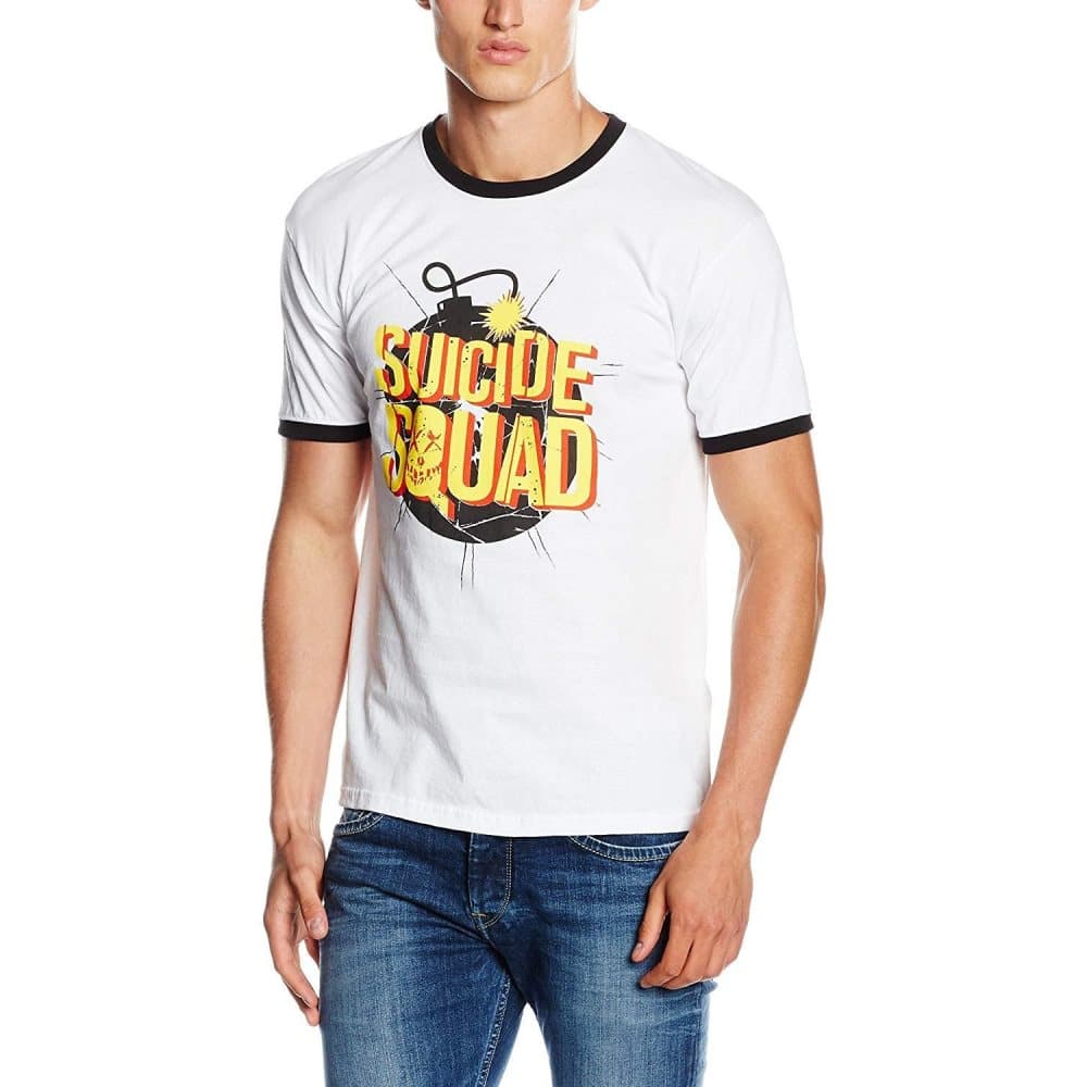 Suicide Squad Unisex Adults Exploding Bomb Design Ringer T-shirt