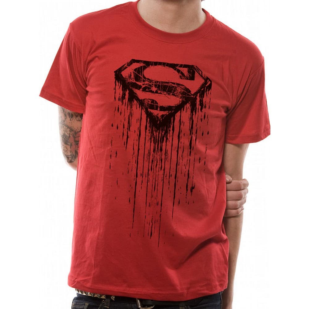 Superman Adults Unisex Adults Dripping Logo Design T-Shirt