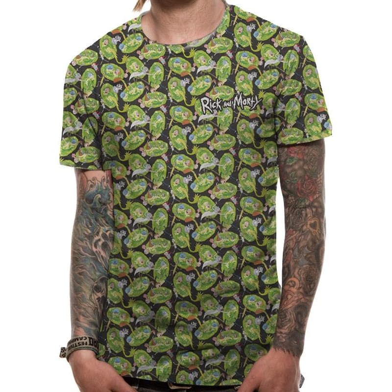 Rick And Morty Unisex Adults Pattern Repeat Sublimated T-Shirt