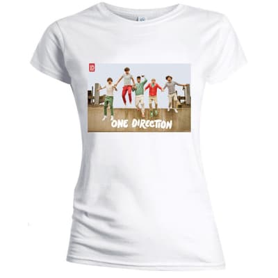 One Direction Ladies T-Shirt: Band Jump (Skinny Fit) (Medium)