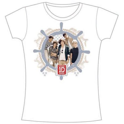 One Direction Ladies Tee: Nautical (Skinny Fit) (Small)