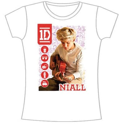 One Direction Ladies T-Shirt: 1D Niall Symbol Field (Skinny Fit) (Small)