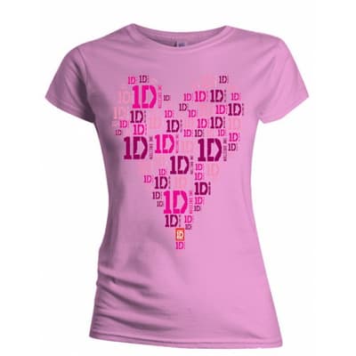 One Direction Ladies T-Shirt: Heart Logo (Skinny Fit) (Small)
