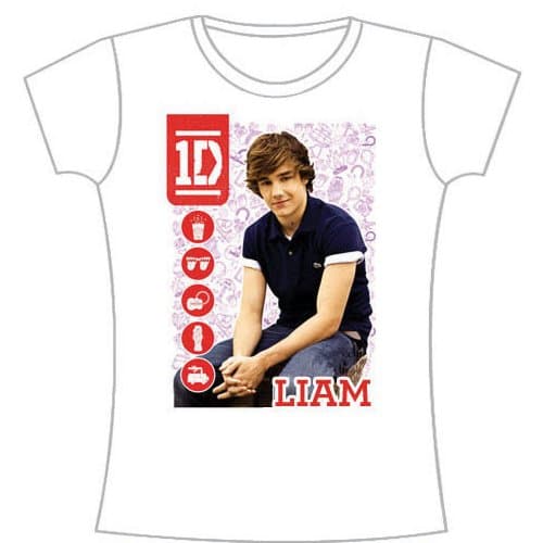One Direction Ladies Tee: 1D Liam Symbol Field (Skinny Fit) (Medium)