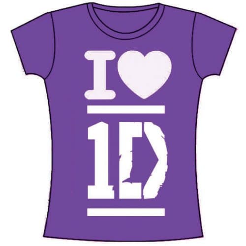 One Direction Ladies Tee: I Love (Skinny Fit) (Medium)