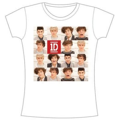 One Direction Ladies T-Shirt: Polaroid Band (Skinny Fit) (Medium)