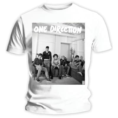 One Direction Ladies T-Shirt: Band Lounge Black & White (Skinny Fit) (Large)