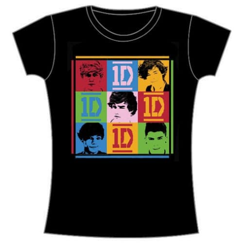 One Direction Ladies Tee: 9 Squares (Skinny Fit) (X-Large)