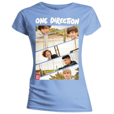 One Direction Ladies T-Shirt: Band Sliced (Skinny Fit) (X-Large)
