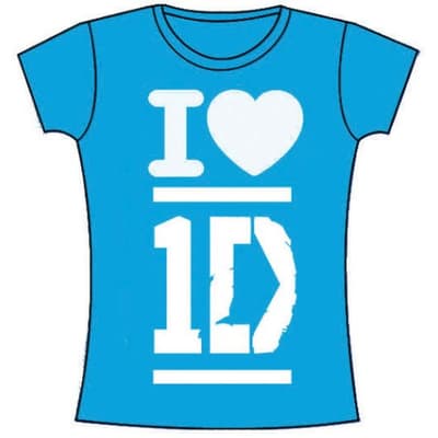 One Direction Ladies T-Shirt: I Love (Skinny Fit) (X-Large)