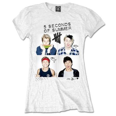 5 Seconds of Summer Ladies T-Shirt: Scribbles (Skinny Fit) (Small)
