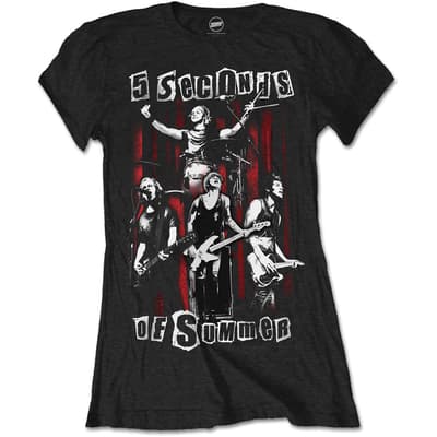 5 Seconds of Summer Ladies T-Shirt: Spray Live (Skinny Fit) (Small)