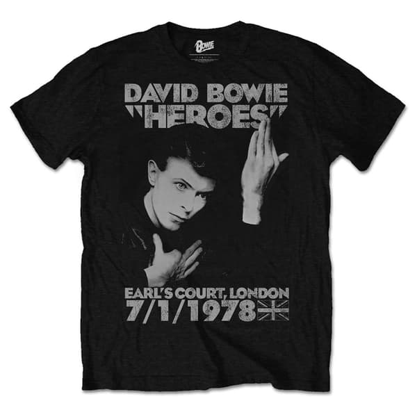 DAVID BOWIE - T-SHIRT, HEROES EARLS COURT L