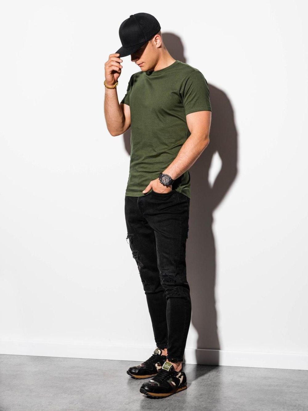 Men's plain t-shirt S884 - khaki