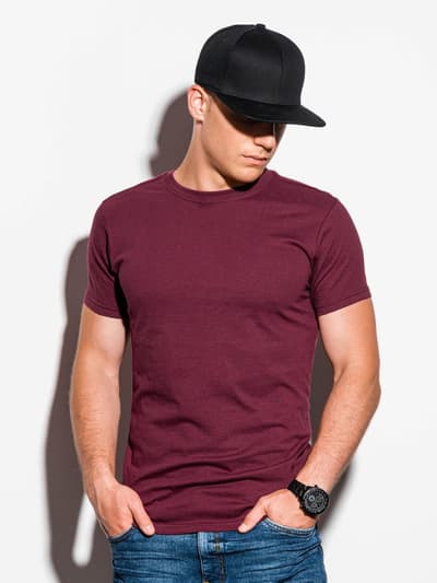 Men's plain t-shirt S884 - dark red