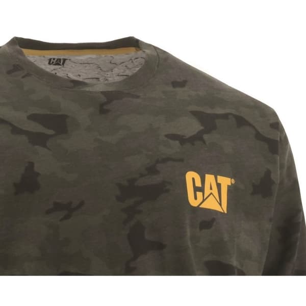 Caterpillar Langærmet langærmet T-shirt med bomærkebanner i camo til mænd