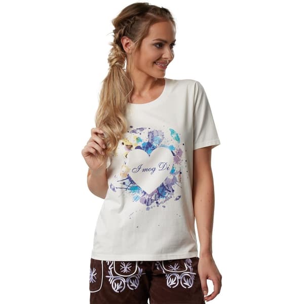 T-Shirt med hjerte og tekst hvid XL