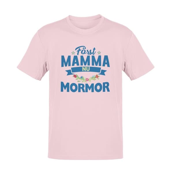 Mormor T-shirt med först mamma nu mormor Rosa t-shirt
