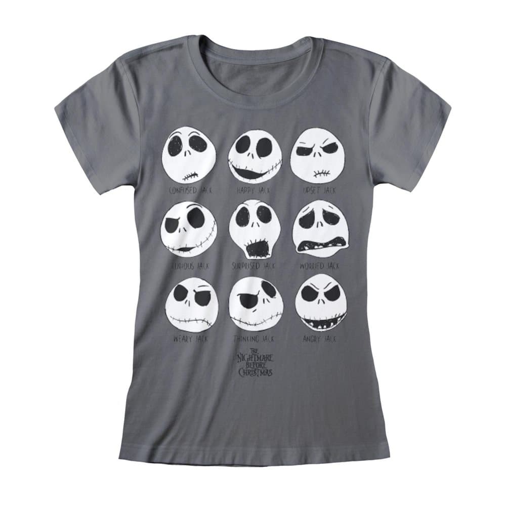 Nightmare Before Christmas Jack Skellington Faces Fitted T-Shirt för kvinnor och damer