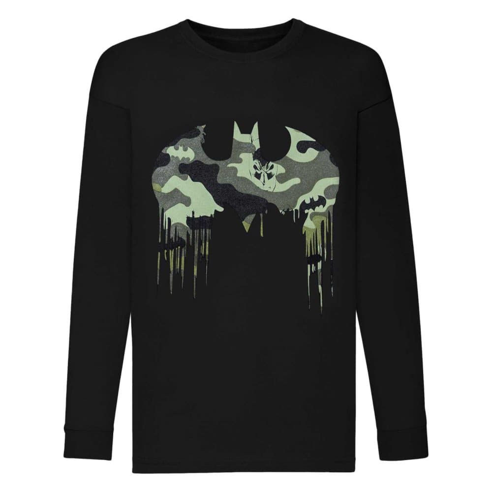 Batman Långärmad T-shirt med kamouflagelogo för flickor