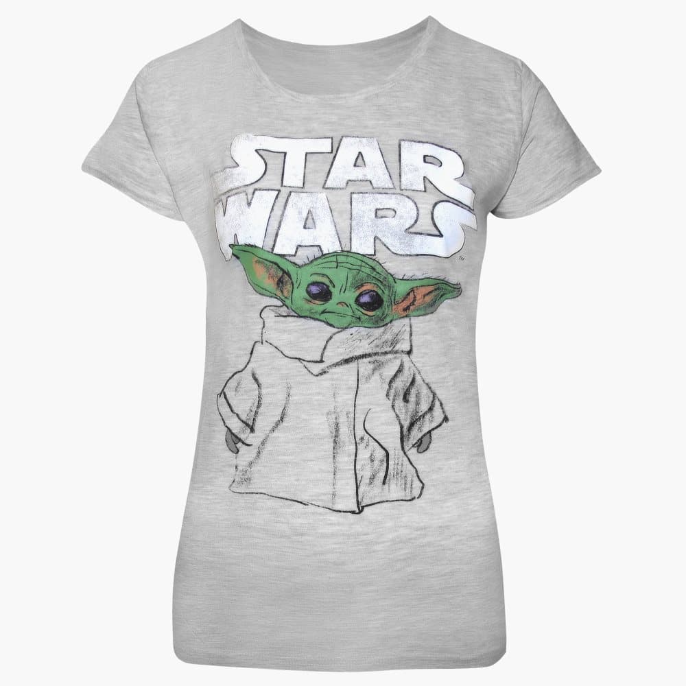 Star Wars: The Mandalorian Kvinnor/Damer The Child Sketch Heather Fitted T-Shirt