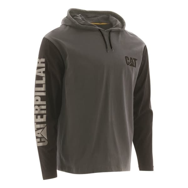 Caterpillar Langærmet T-shirt med hætte til mænd Dark Grey S
