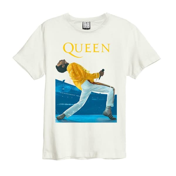 Amplified Unisex vuxen Freddie Mercury Triangle Queen T-Shirt Vintage White XS