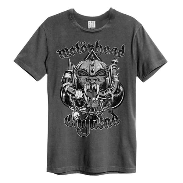 Amplified Unisex Adult Snaggletooth Crest Motorhead T-Shirt Charcoal XS