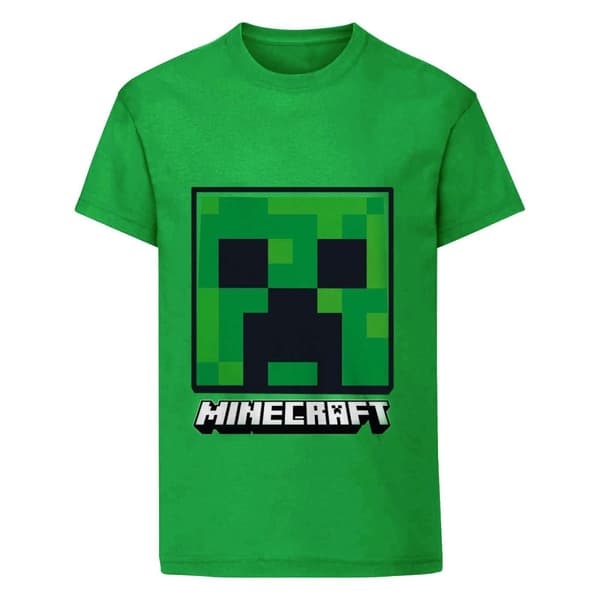 Minecraft T-shirt med krybdyrsansigt til børn/børn