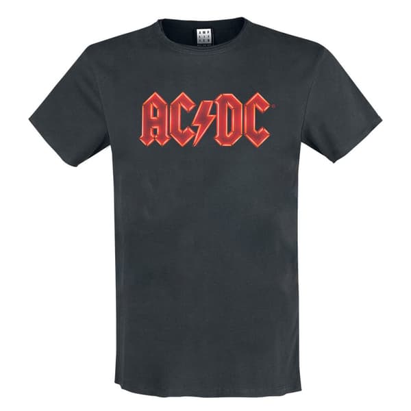 Amplified Womens/Ladies Power Up Logo AC/DC T-Shirt Charcoal XS