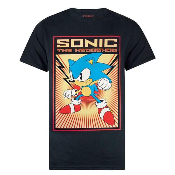 Sonic The Hedgehog Mens Propaganda Poster T-Shirt