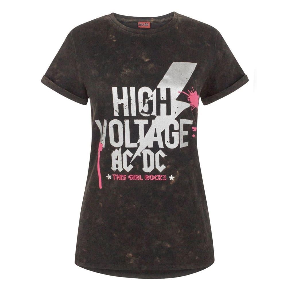 AC/DC Kvinnor/Damer High Voltage Acid Wash T-Shirt