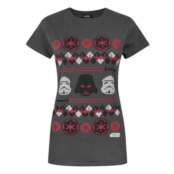Star Wars Womens/Ladies Darth Vader Fair Isle Christmas T-Shirt