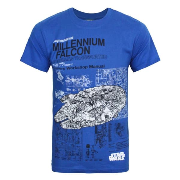 Star Wars Official Mens Haynes Millennium Falcon T-Shirt Blue S