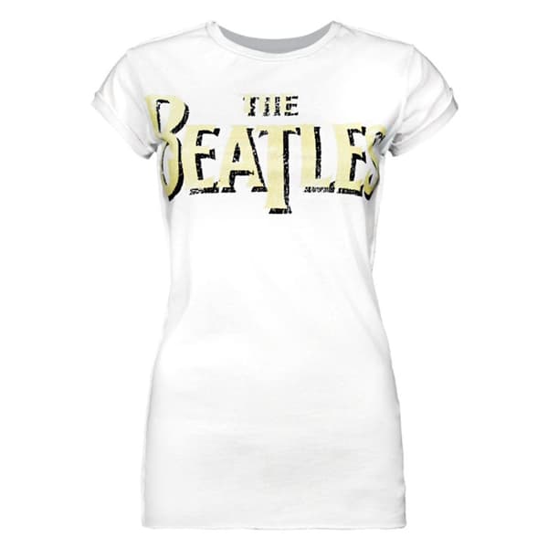 Amplified Dame/kvinde The Beatles logo hvid T-shirt