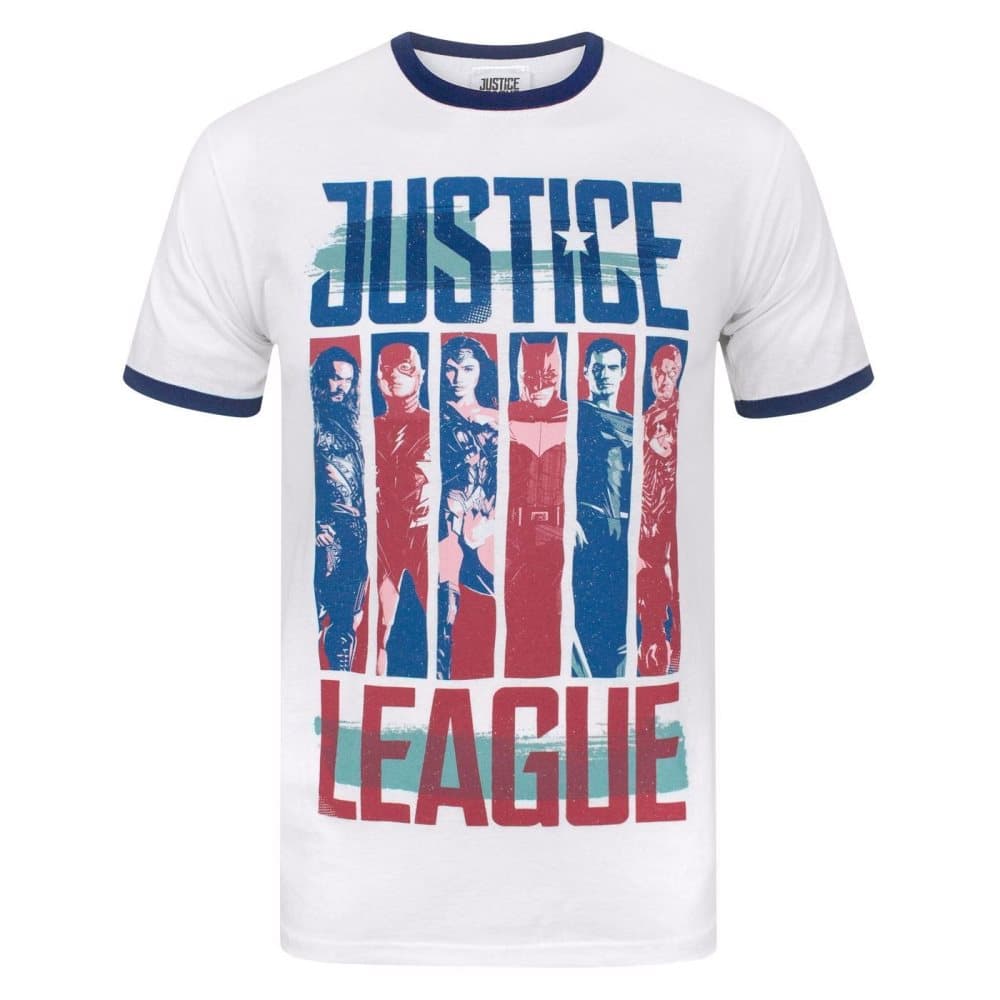 Justice League Herr karaktärsremsor Ringer T-Shirt