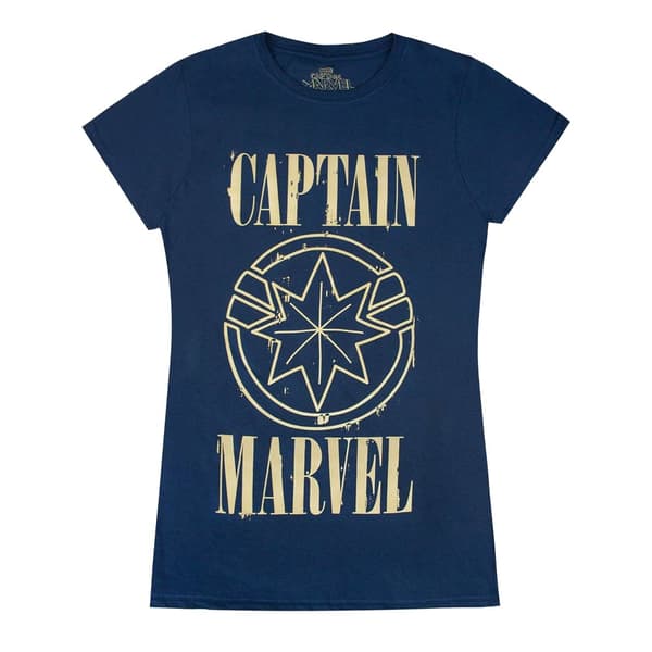 Captain Marvel T-shirt med tryk og skjold til kvinder/damer