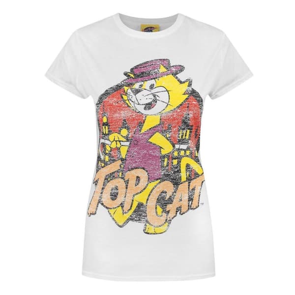 Top Cat Womens/Ladies Distressed T-Shirt