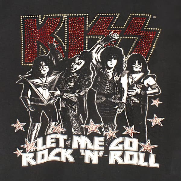 Amplified Kvinnor/Damer Let Me Go Rock N Roll Kiss Diamante T-Shirt