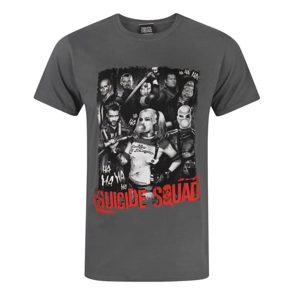 Suicide Squad Unisex Adult Ha Ha T-Shirt Charcoal Print XXL