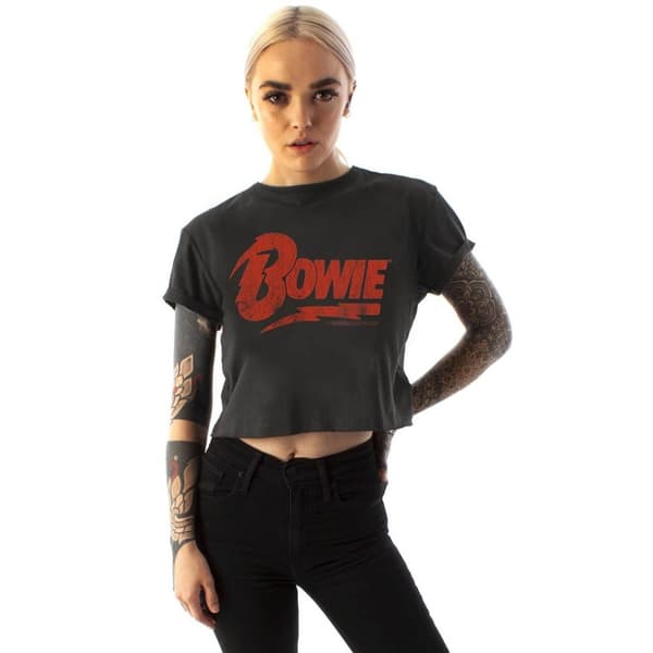 Amplified Kvinnor/Damer David Bowie Logo Cropped T-Shirt