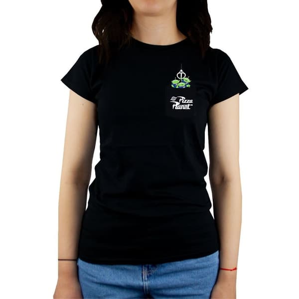 Toy Story Kvinnor/Damer The Claw Pizza Planet Alien Pocket Detail pojkvän T-Shirt