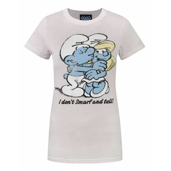 Junk Food Womens/Ladies Smurf And Tell The Smurfs T-Shirt Pale Pink S