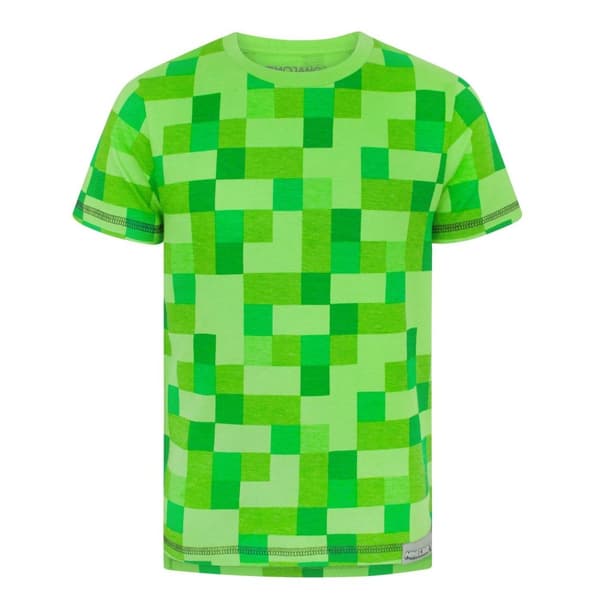 Minecraft Drenge All Over Creeper T-shirt Green 3-4 Years