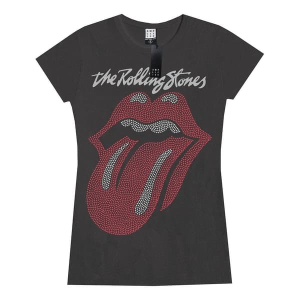 Amplified Kvinnor/Damer Tongue The Rolling Stones Diamante Logo T-Shirt