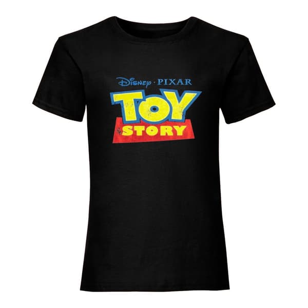Toy Story Womens/Ladies Distressed Logo Boyfriend T-Shirt Black L
