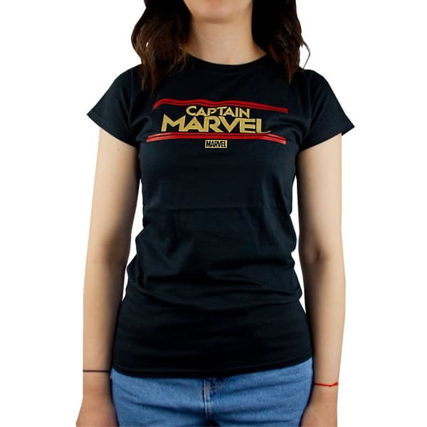 Captain Marvel T-shirt med bokstäver för kvinnor och damer